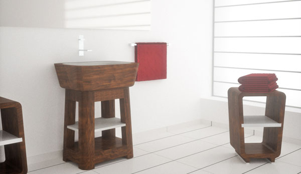 Alex Sink Rif Raf Stool Sleek Wooden Bathroomi Bedroom