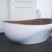 Bedroom Alpha Bath From The Round About Collection Sleek Wooden Bathroom White-Sleek-Wooden-Bathroom-Design