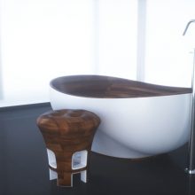 Bedroom Alpha Bath Royal Fig Stool Sleek Wooden Bathroom Royal-Fig-Stool-From-The-Round-About-Collection-Sleek-Wooden-Bathroom