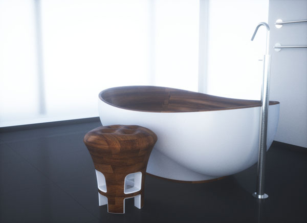 Alpha Bath Royal Fig Stool Sleek Wooden Bathroom Bedroom