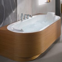 Bathroom Fantastic White Bathroom Wooden Bathtub Wooden Floor Elegant Wooden Bathtubs as Bathroom Enchantments