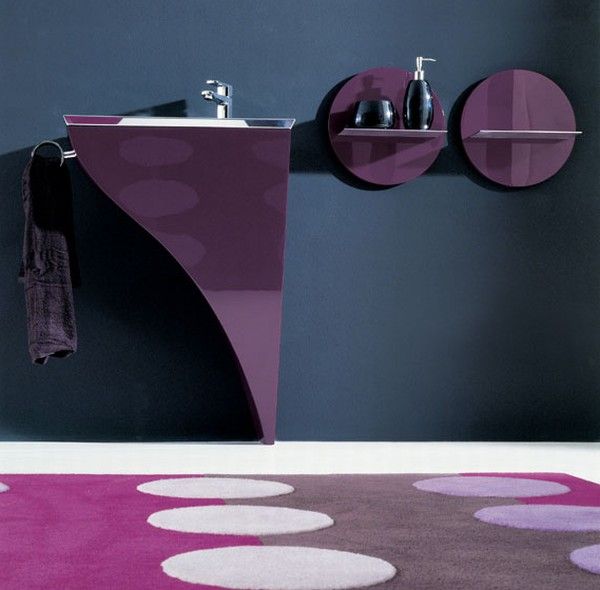 Bathroom Large-size Amusing Happy Bathroom Furniture Purple Rug Purple Sink Ideas Bathroom