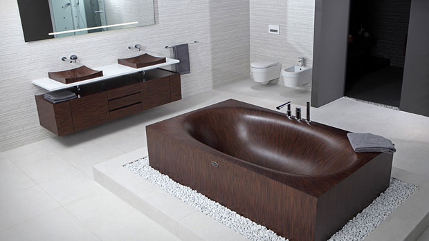 Amusing Lacquer Wooden Bathtubs Wooden Drawer Design Bathroom