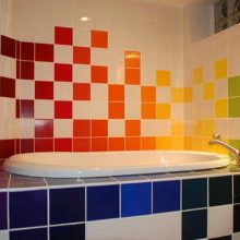 Bathroom Thumbnail size Amusing Rainbow Tiles Bathroom White Bathtub Design