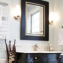 Bathroom Thumbnail size Bathroom Renovation White Towels Black Frame Mirror