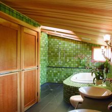 Bathroom Thumbnail size Bathroom Renovation Wooden Door Green Backtiles