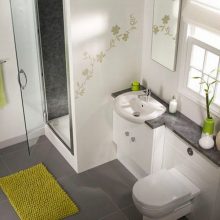 Bathroom Beautiful Marble Floor Green Carpet Glass Door Modern Bathroom Sets Modern-Bathroom-Sets-Wooden-Drawers