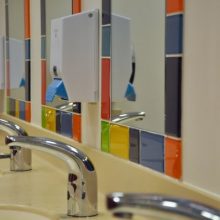 Bathroom Thumbnail size Beautiful Rainbow Tiles Bathroom Marble Sink Stainless Faucet Design
