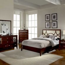 Furniture + Accessories Thumbnail size Brown Wooden Mirrored Bedroom Furniture Set Escorted By Queen Bed Frame Also Vanity Dresser As Well As Tall Chest Of Drawer In Modern Bedroom Plan Classic And Elegant Mirrored Bedroom