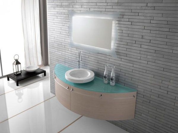 Brown Glass Turqoise Sink Modern Bathroom Furniture Set Bathroom Design Bathroom