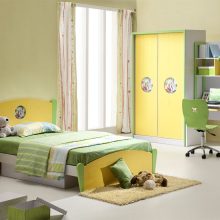 Kids Room Thumbnail size Contemporary Children Bedroom Furniture Escorted By Green And Yellow Paint Idea Feat Stylish Floor To Ceiling Window Curtain