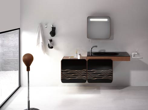 Bathroom Cozy Wall Mounted Black Sinks And CabinetsWhite Floor Large Glass Window Wall Mounted Bathroom Furniture for Everybody