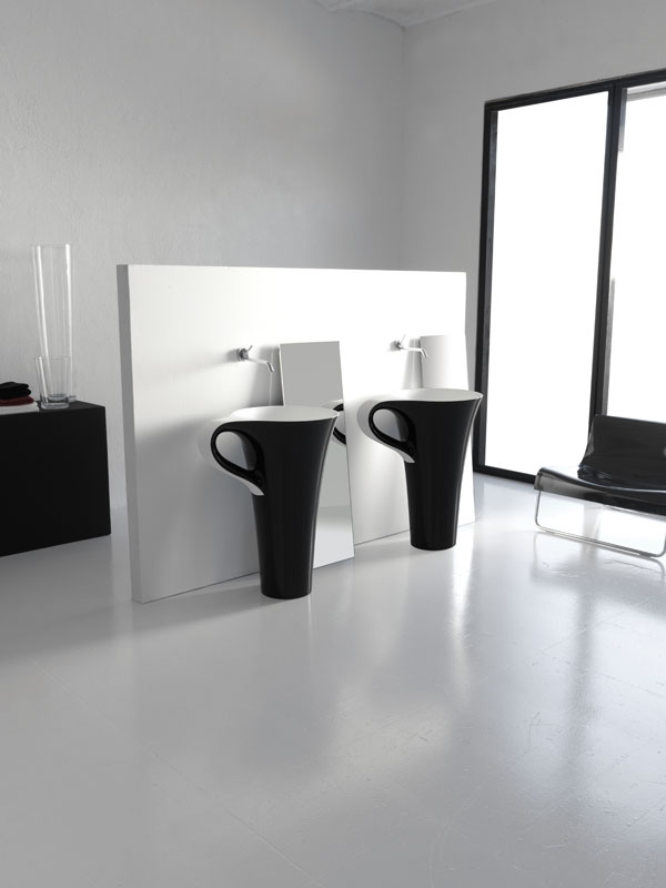 Bathroom Creativity Into The Bathroom Black Cup Sinks Black and White Bathroom Design comes with the Modern Ideas