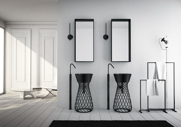 Bathroom Creativity Into The Bathroom Black Towels Hanger Black and White Bathroom Design comes with the Modern Ideas
