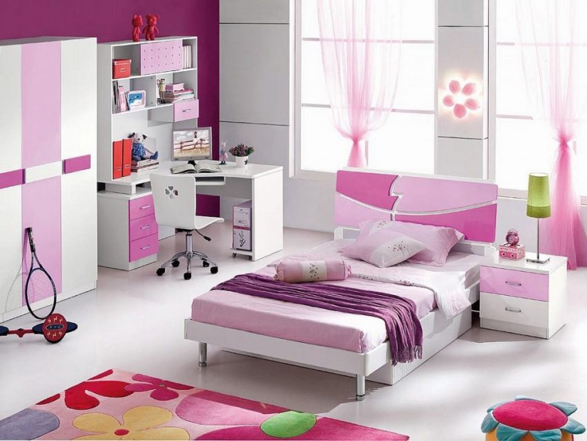 Kids Room Medium size Cute Blossom Themed Area Rug Also Sheer Pink Curtain Idea And Admirable Children Bedroom Furniture 