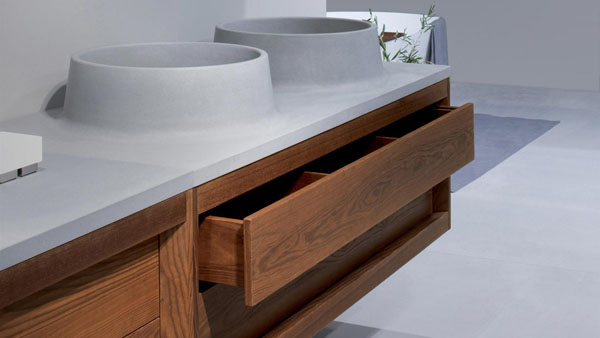 Dogi Bathroom By GD Cucine Natural Heat Treated Ash Wood Vanities.Serena Stone Countertops And Washbasins Ideas