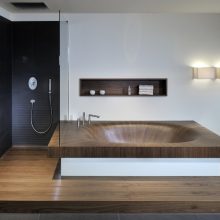 Bathroom Thumbnail size Elegant Lacquer Wooden Bathtub Finish Wooden Bathroom Ideas 915x648