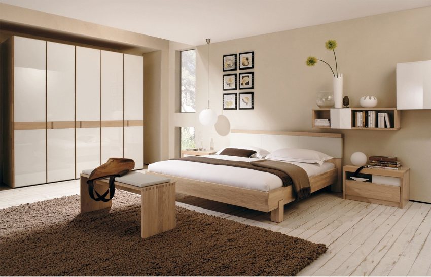 Bedroom Exciting Nature Wooden Flooring Also Furnitures In Bedroom Style Plan Escorted By White Queen Bed And Nightstand Furnished Escorted By Wall Cabinet And Completed Room Design Ideas: Luxury Bedroom Furniture