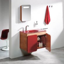 Bathroom Thumbnail size Fantastic Wall Mounted Red Sinks And Wooden Cabinets Red Towel