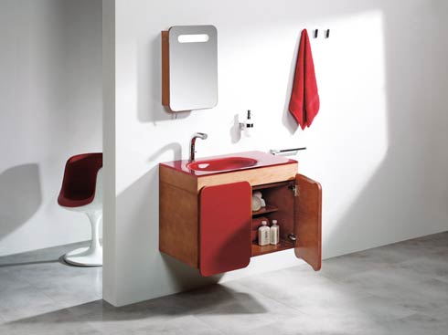 Bathroom Fantastic Wall Mounted Red Sinks And Wooden Cabinets Red Towel Wall Mounted Bathroom Furniture for Everybody