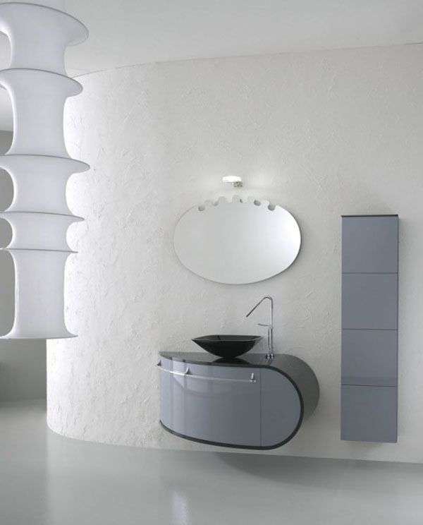 Glossy Modern Black Sink Bathroom Furniture Set Bathroom White Wall Design Bathroom
