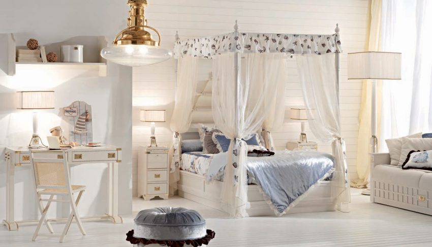 Kids Room Medium size Gorgeous Canopy Bed Drapes Idea And Cool White Children Bedroom Furniture Feat Round Ottoman Style