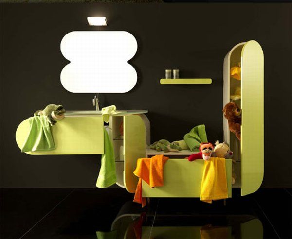 Great Green New Flux Collection Bathroom Unique Mirror Glossy Floor Furniture + Accessories