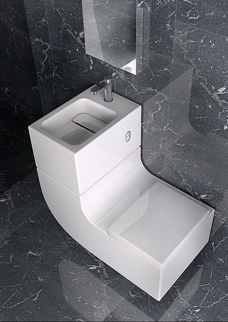 Great Roca White Eco Friendly Washbasin Black Marble Design Bathroom
