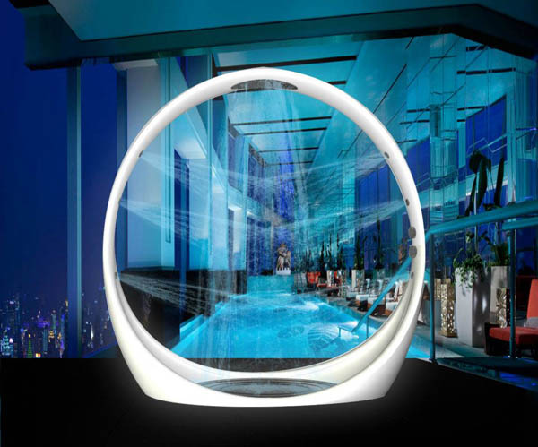 Loop Shower Luxurious Multisensorial Experience Blue Light Bathroom