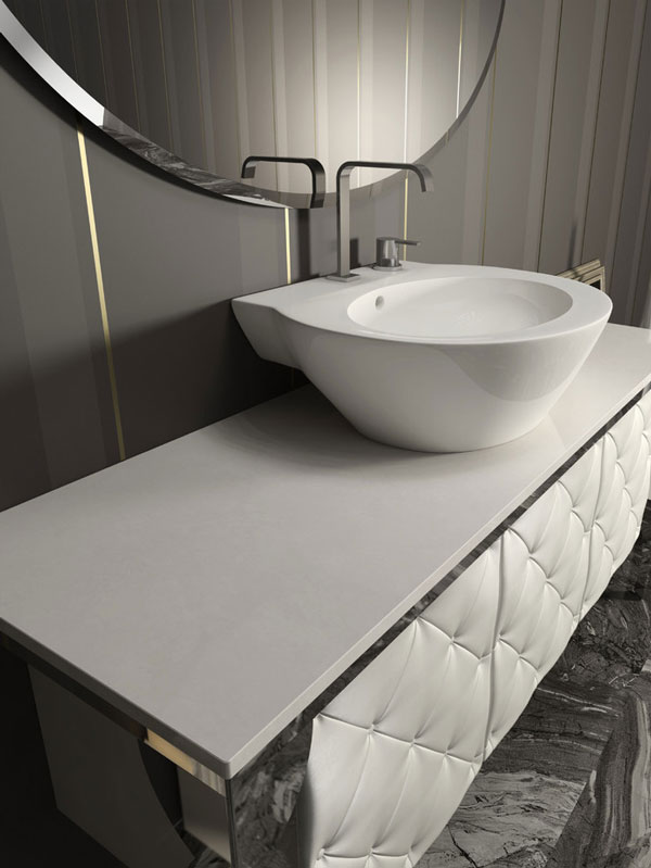 Bathroom Luxury Bathroom Collection White Table Bathroom Sink Design Comes in the Luxurious Concept