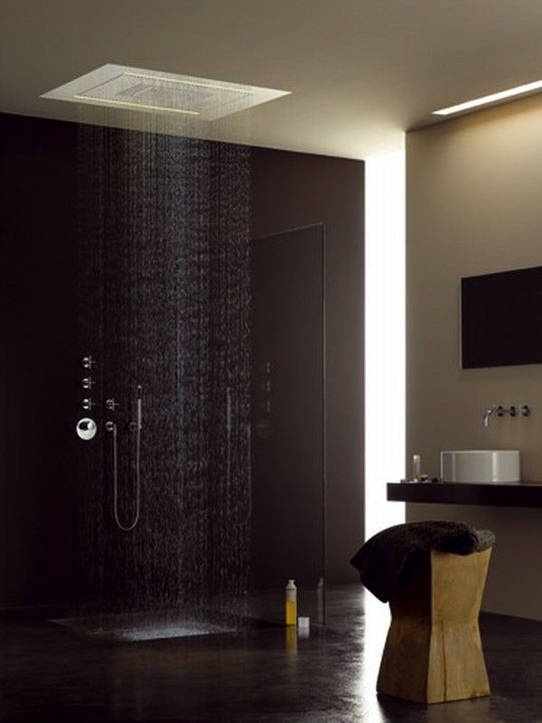 Luxury Big Rain Shower Black Floor Bathroom Design Bathroom