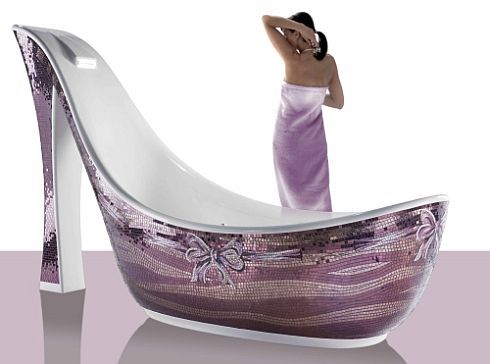 Bathroom Luxury Purple The Shoe Floor Glossy Purple Bathtub Design Creative Shoe Bathtub as Enchantments