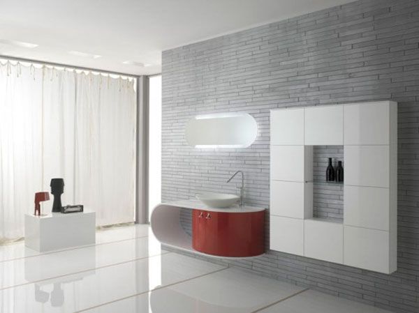 Maroon Modern Sink Furniture Set Bathroom White Wall Decor Bathroom