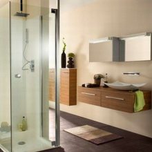 Bathroom Modern Bathroom Sets With Glass Door Wooden Drawer Large Mirror Modern-Bathroom-Sets-Wooden-Floor