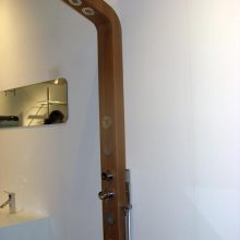 Bathroom Minimalist Wooden Bathtub Wooden Sink Stainless Faucets Elegant Wooden Bathroom for Style