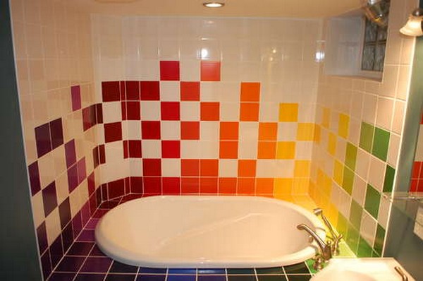 Rainbow Tiles Bathroom White Bathup Bathroom