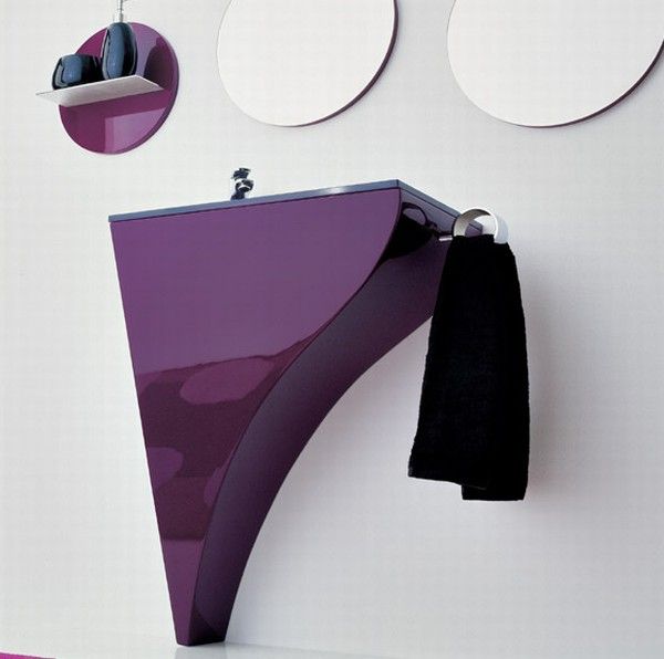 Unique Purple Sink Two Round Mirror Happy Bathroom Furniture Bathroom