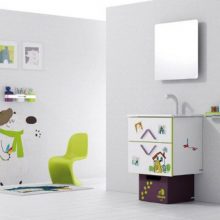 Bathroom Unique Cabinet Sink Cabinet Decorating For Kids Bedroom 915x645 Decorating-For-Kids-bathroom-White-Floor-animation-curtain-design