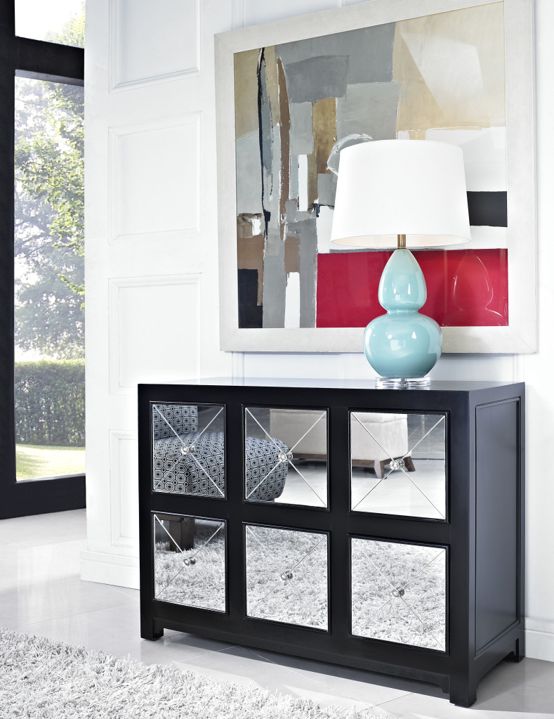 Wall Mounted Rectangle Mirror Frame Over Black Polished Dresser Mirrored Bedroom Furniture Drawers As Well As White Wall Accent In Open Views Bedroom Styles Classic Furniture + Accessories