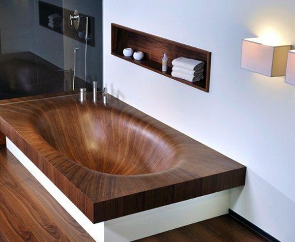 Wooden Bathtub Wooden Floor Wall Decor Ideas Bathroom