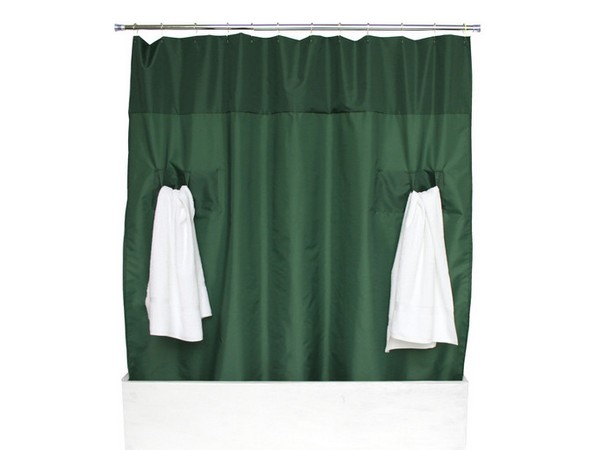 Bathroom Awesome Green Front Full Utility Shower Curtains Ideas Bathroom Flexible Shower Curtain that Saves Space