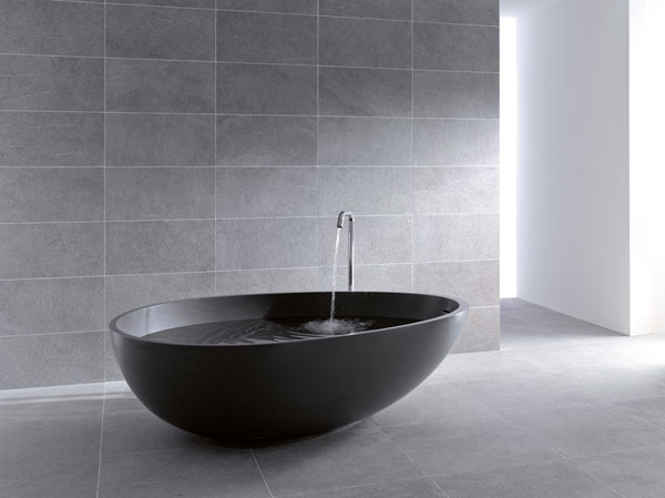 Bathroom Black Egg Shaped Bathtub Grey Wall Grey Floor Outstanding VOV bathtubs and Its Perfect Style
