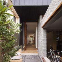 Ideas Thumbnail size Concrete Stone Pathway Leading Entryway With Tree Beneath Grey Ceiling Idea Aside Open Bicycle Room