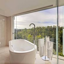 Bathroom Thumbnail size Bathroom Large Glass Windows White Egg Shaped Bathtub Steel Faucet White Towels Outstanding VOV bathtubs and Its Perfect Style