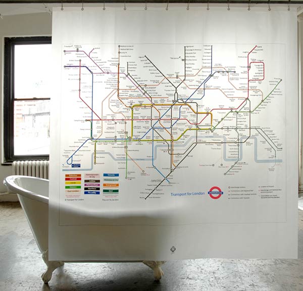 London Subway Map On Hite Shower Curtain Bathroom