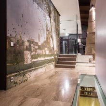 Architecture Great Hallway Decoration With Stunning Wall Painting Idea Lighted With Floor Recessed Lamp Aside Wooden Staircase Blending the Natural Friendliness and Modern Concept in Splendid Villa Estebania