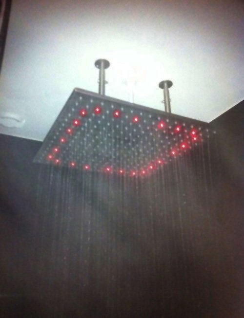 Bathroom Stainless Steel Brushed Big Top Shower Head Red Led Rain Shower Head Bathroom Design Surprising Big Rain Shower for a New Showering Experience