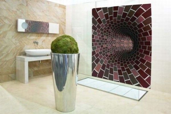 White Floor Brown Ceramics Wall Glass Mosaic Bathroom