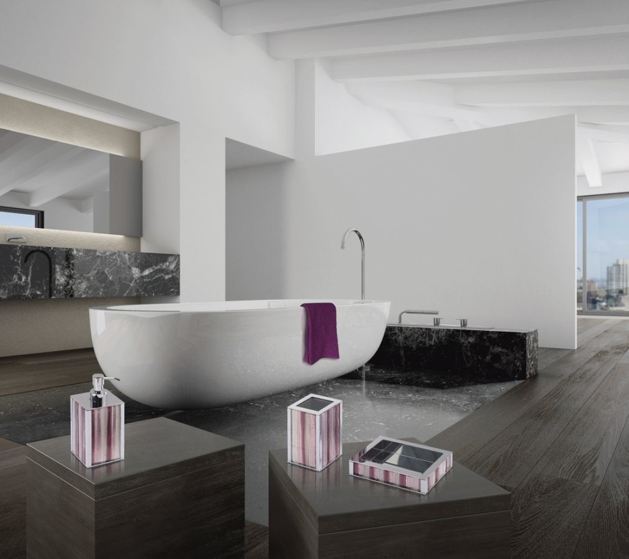 Bathroom Wooden Floor White Bathtub Steel Faucet White Wall1 915x814 Outstanding VOV bathtubs and Its Perfect Style