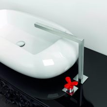 Ideas Beautiful Black Glossy Table With Red Faucet Design Bisazza-Bagno-Collection-Black-Chair-Classic-Table